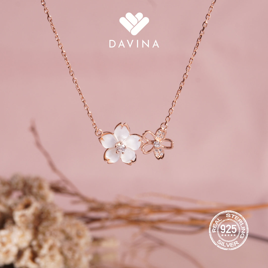 DAVINA Ladies Kristine Necklace Rose Gold Plated Sterling Silver 925