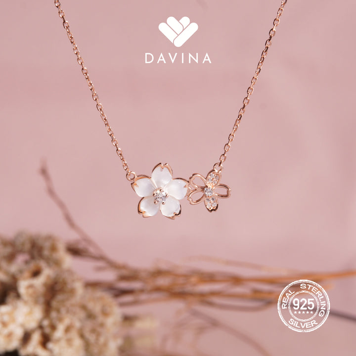 DAVINA Ladies Kristine Necklace Rose Gold Plated Sterling Silver 925