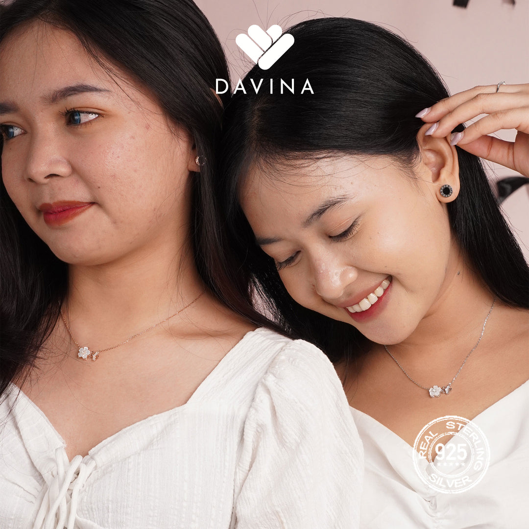 DAVINA Ladies Kristine Necklace Rose Gold Plated Sterling Silver 925