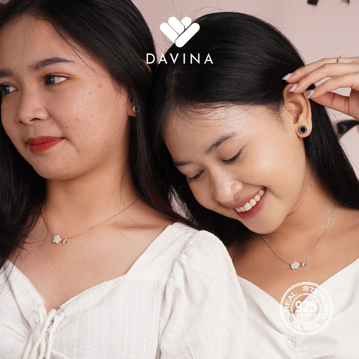 DAVINA Ladies Kristine Necklace Rose Gold Plated Sterling Silver 925