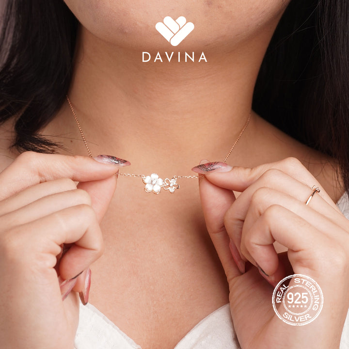 DAVINA Ladies Kristine Necklace Rose Gold Plated Sterling Silver 925
