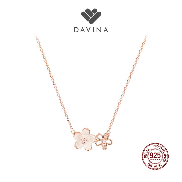 DAVINA Ladies Kristine Necklace Rose Gold Plated Sterling Silver 925