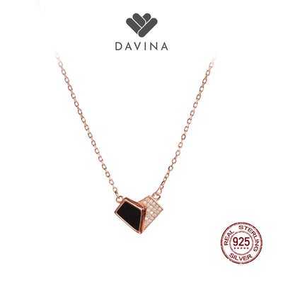 DAVINA Ladies Lovela Black Necklace Rose Gold Color S925