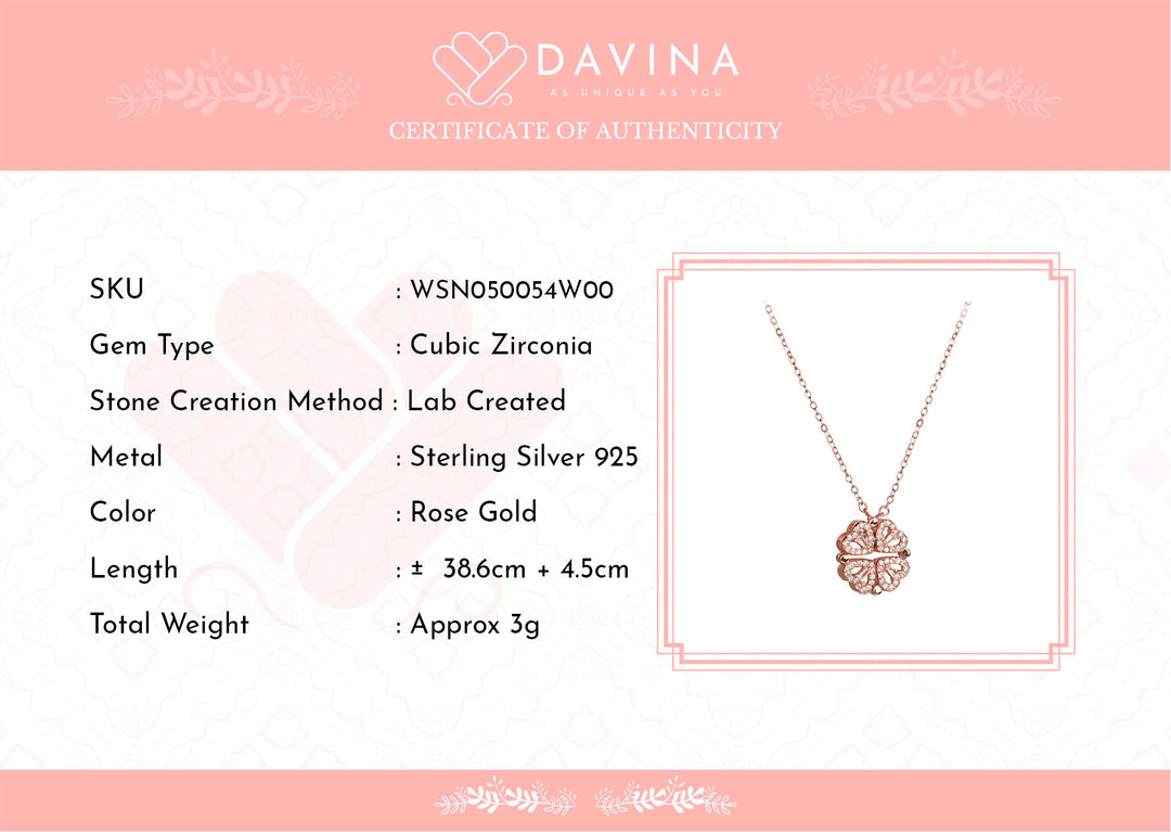 DAVINA Ladies Lexa Necklace Rose Gold Plated Sterling Silver 925