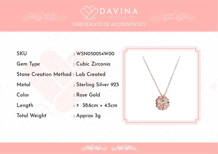 DAVINA Ladies Lexa Necklace Rose Gold Plated Sterling Silver 925