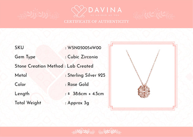 DAVINA Ladies Lexa Necklace Rose Gold Plated Sterling Silver 925