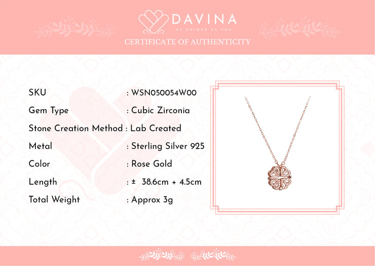 DAVINA Ladies Lexa Necklace Rose Gold Color Sterling Silver 925