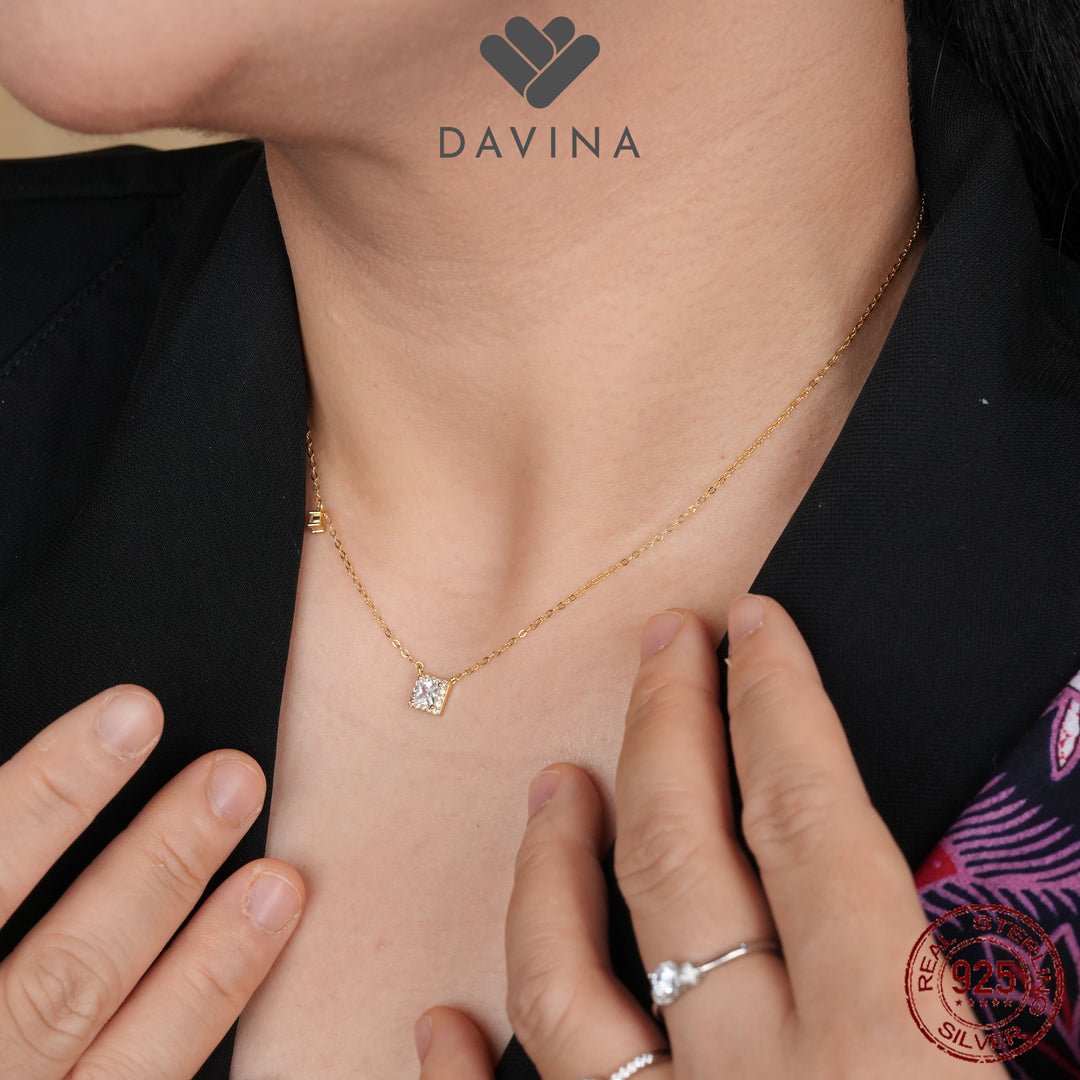 DAVINA Ladies Esme Necklace Gold Color Sterling Silver