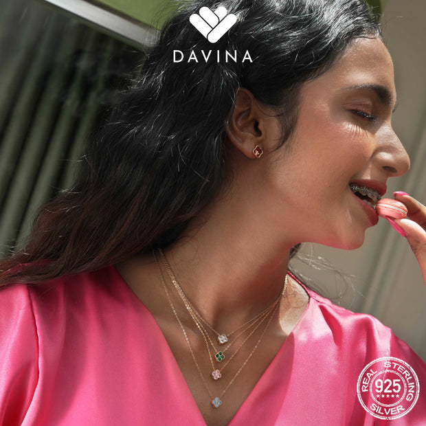 DAVINA Ladies Birthstone Necklace Rose Gold Color Sterling Silver 925