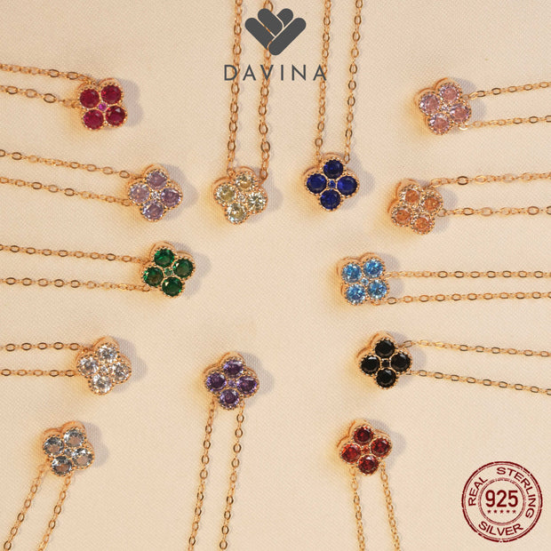 DAVINA Ladies Birthstone Necklace Rose Gold Color Sterling Silver 925