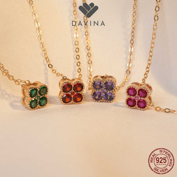 DAVINA Ladies Birthstone Necklace Rose Gold Color Sterling Silver 925