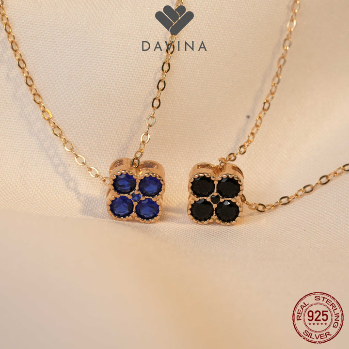 DAVINA Ladies Black Stone Necklace Gold Color Sterling Silver 925
