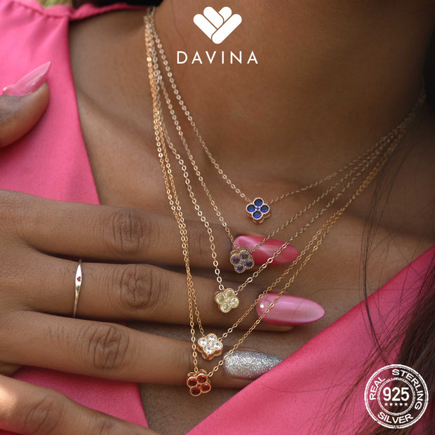 DAVINA Ladies Birthstone Necklace Rose Gold Color Sterling Silver 925