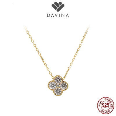 DAVINA Ladies Birthstone Necklace Rose Gold Color Sterling Silver 925 - Kalung Clover Diamond Color