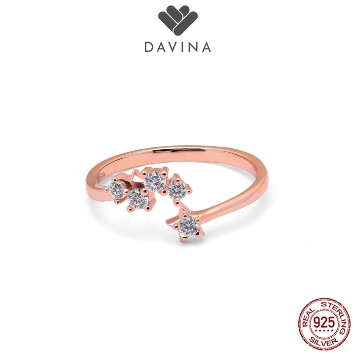 DAVINA Ladies Spica Ring Rose Gold Plated Sterling Silver 925