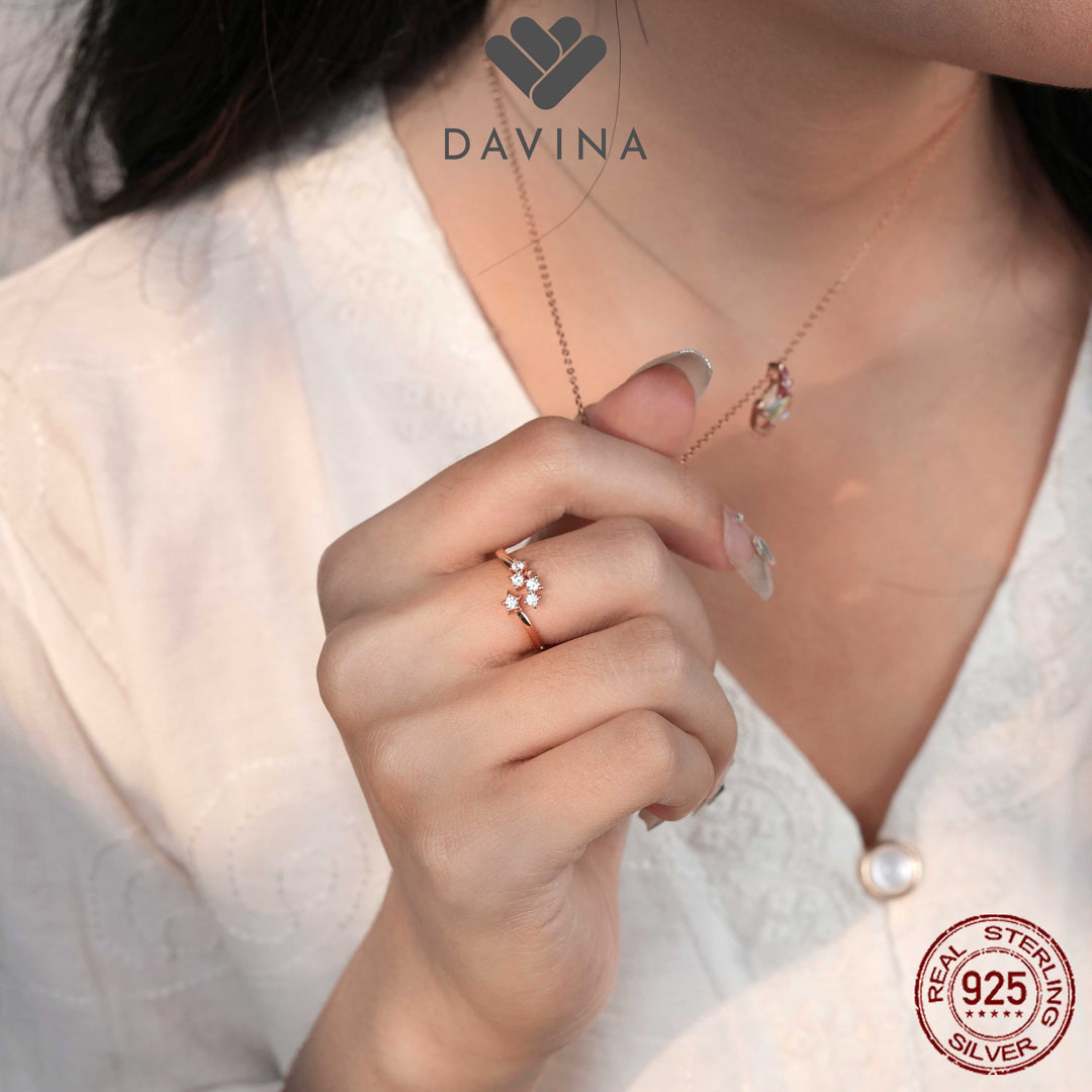 DAVINA Ladies Spica Ring Rose Gold Plated Sterling Silver 925