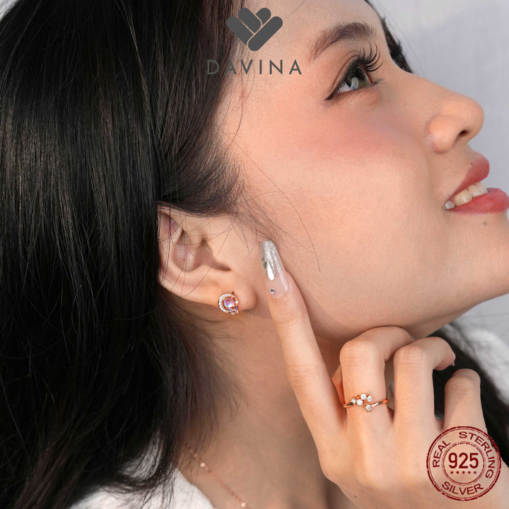 DAVINA Ladies Spica Ring Rose Gold Plated Sterling Silver 925