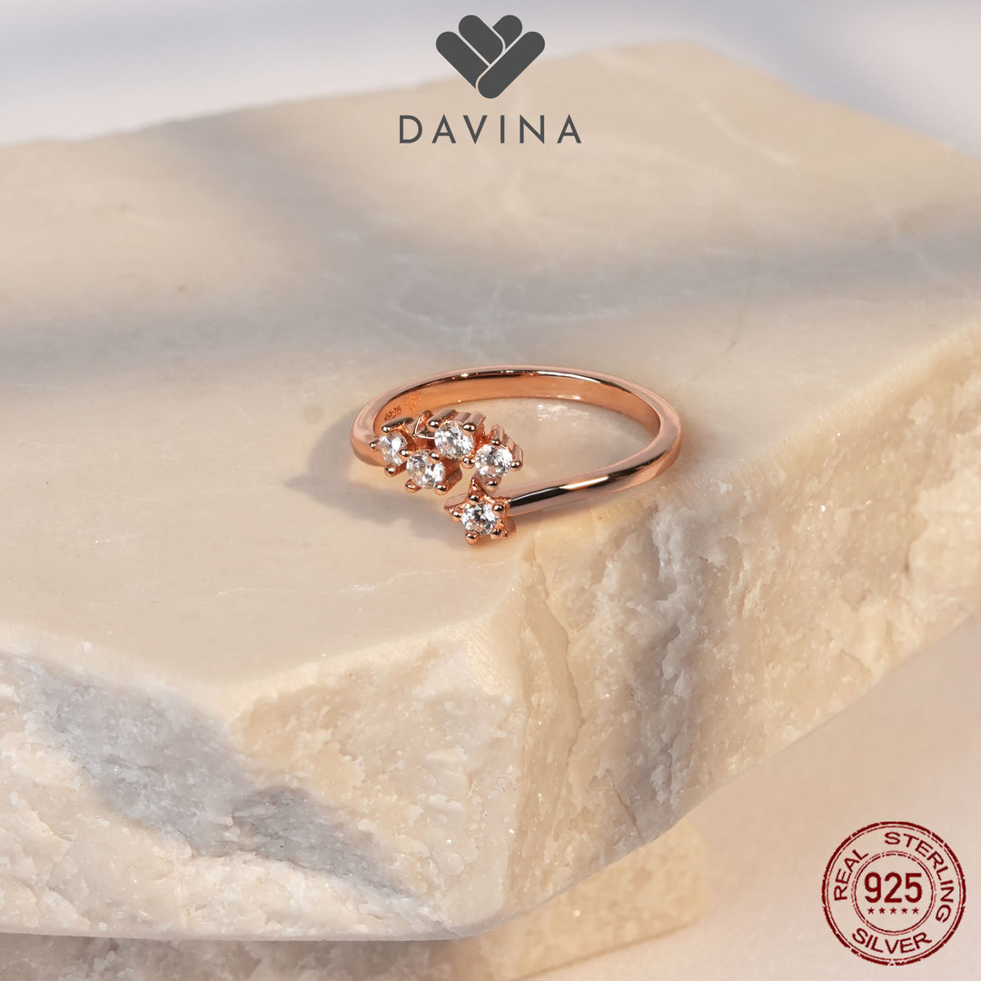 DAVINA Ladies Spica Ring Rose Gold Plated Sterling Silver 925