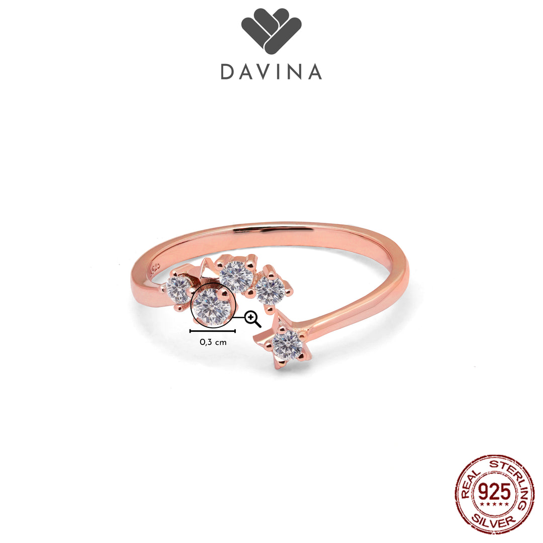 DAVINA Ladies Spica Ring Rose Gold Plated Sterling Silver 925