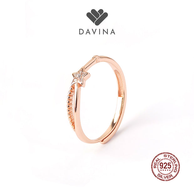 DAVINA Ladies Adhara Ring Rose Gold Plated Sterling Silver 925