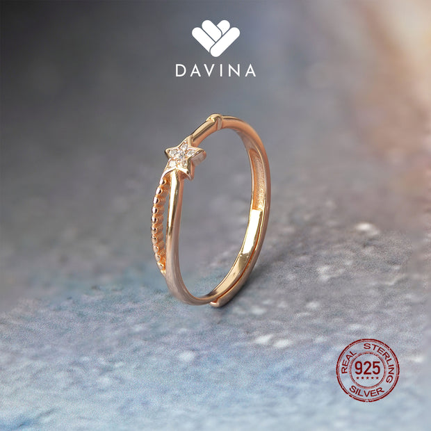 DAVINA Ladies Adhara Ring Rose Gold Plated Sterling Silver 925