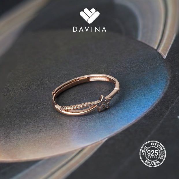 DAVINA Ladies Adhara Ring Rose Gold Plated Sterling Silver 925