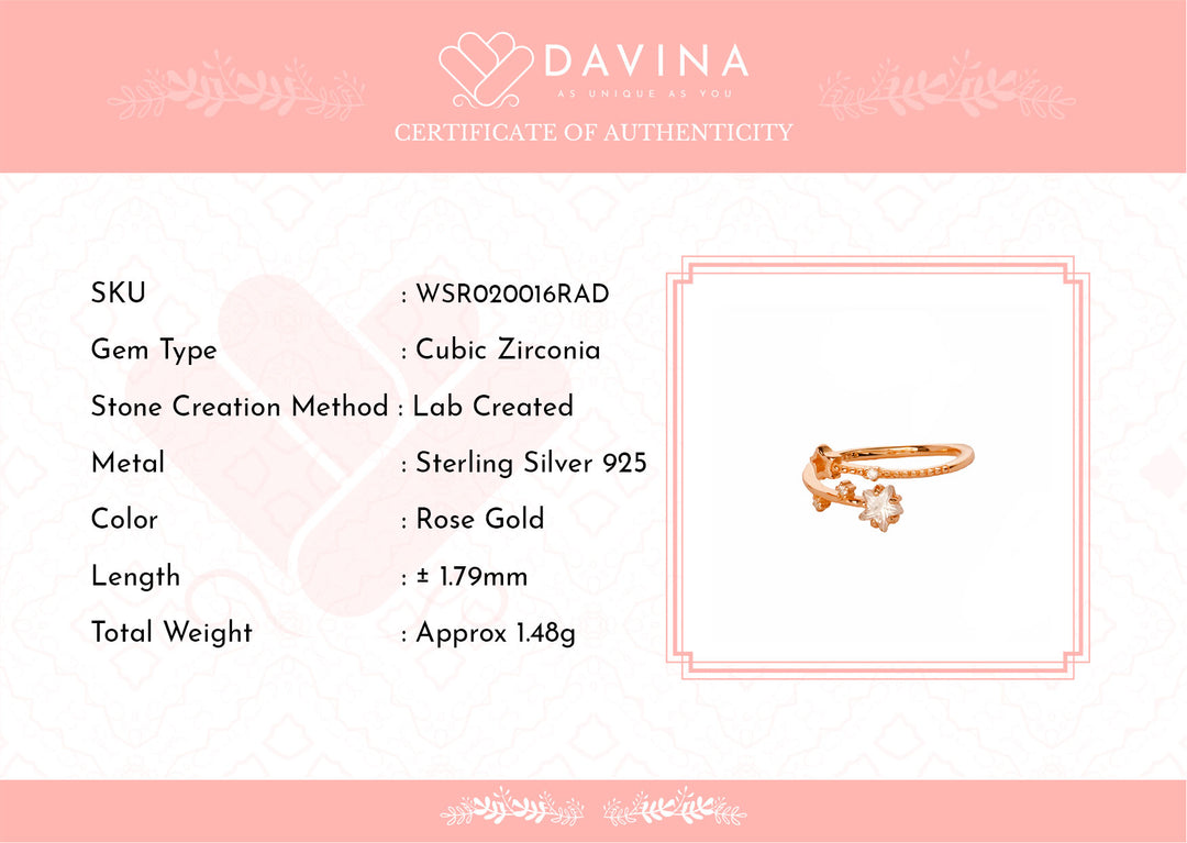 DAVINA Ladies Esra Ring Rose Gold Plated Sterling Silver 925