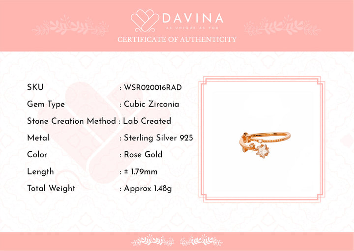 DAVINA Ladies Esra Ring Rose Gold Plated Sterling Silver 925