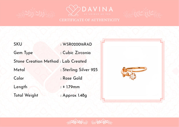 DAVINA Ladies Esra Ring Rose Gold Plated Sterling Silver 925