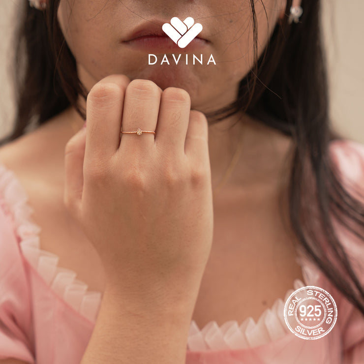 DAVINA Ladies Winna Ring Rose Gold Sterling Silver 925