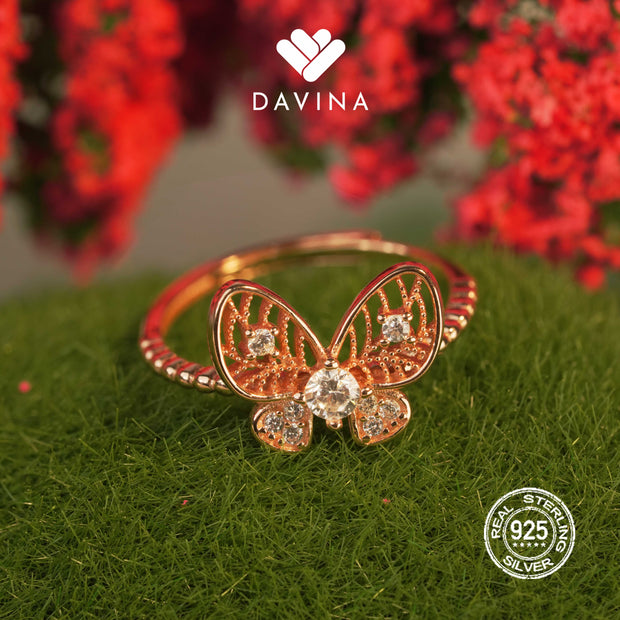DAVINA Ladies Mikayla Ring Rose Gold Sterling Silver 925