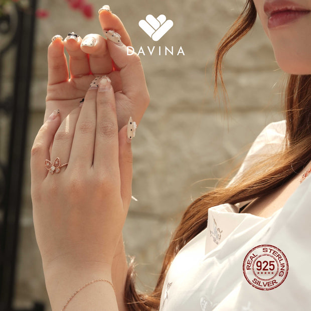 DAVINA Ladies Mikayla Ring Rose Gold Sterling Silver 925