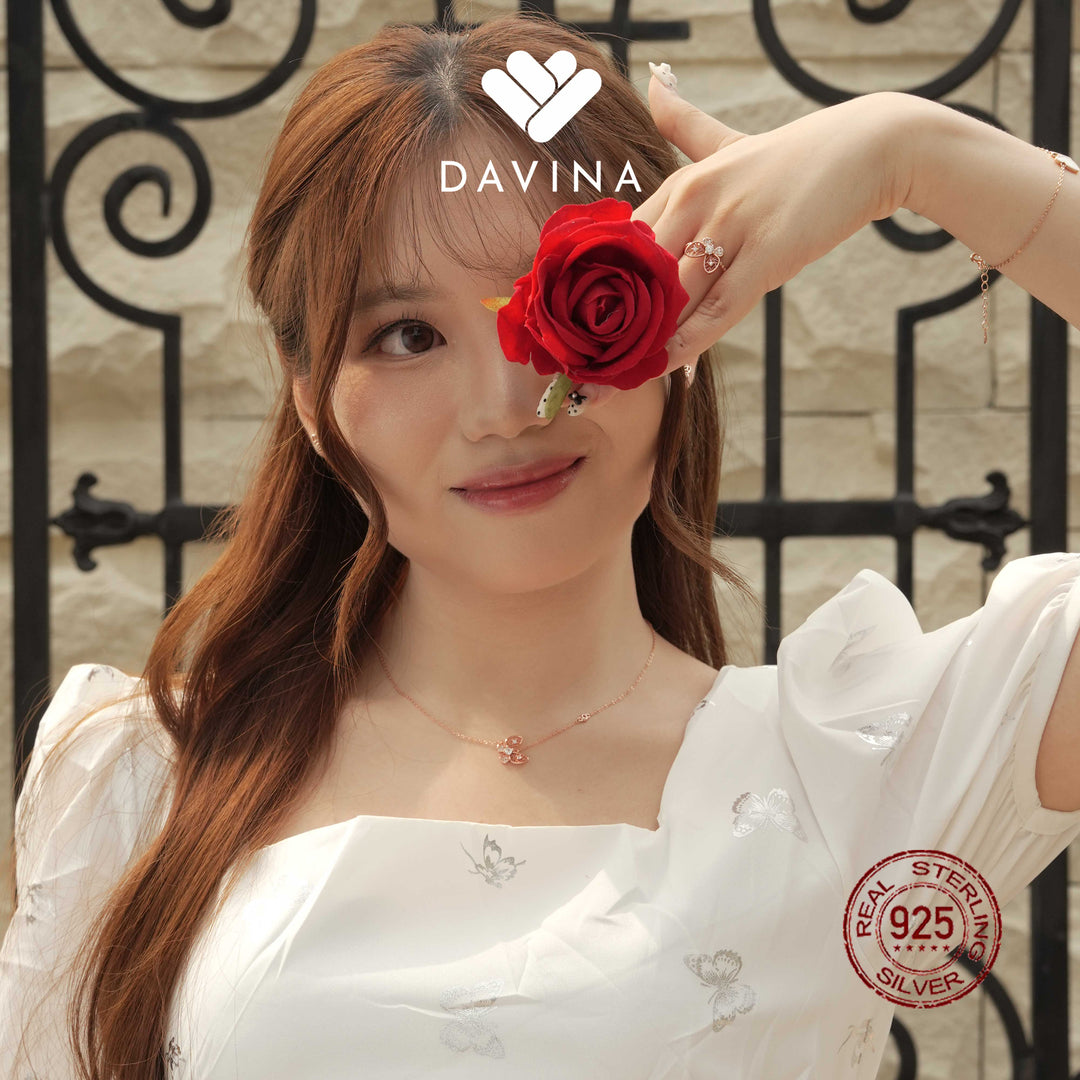 DAVINA Ladies Mikayla Ring Rose Gold Sterling Silver 925