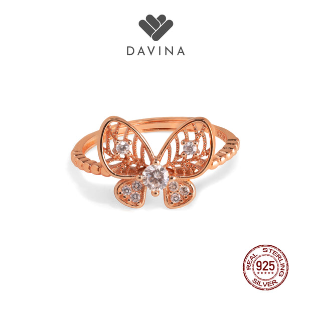 DAVINA Ladies Mikayla Ring Rose Gold Sterling Silver 925