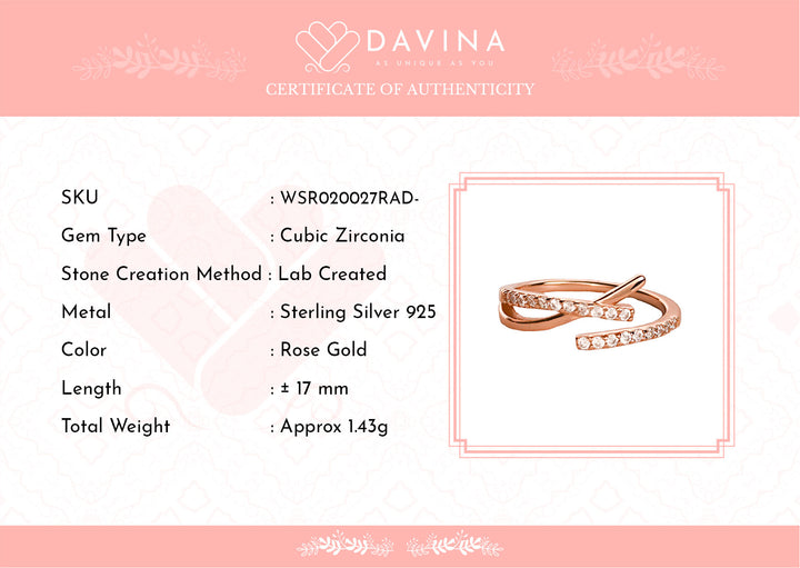DAVINA Ladies Ziva Ring Rose Gold Plated Sterling Silver 925