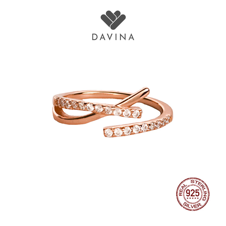 DAVINA Ladies Ziva Ring Rose Gold Plated Sterling Silver 925