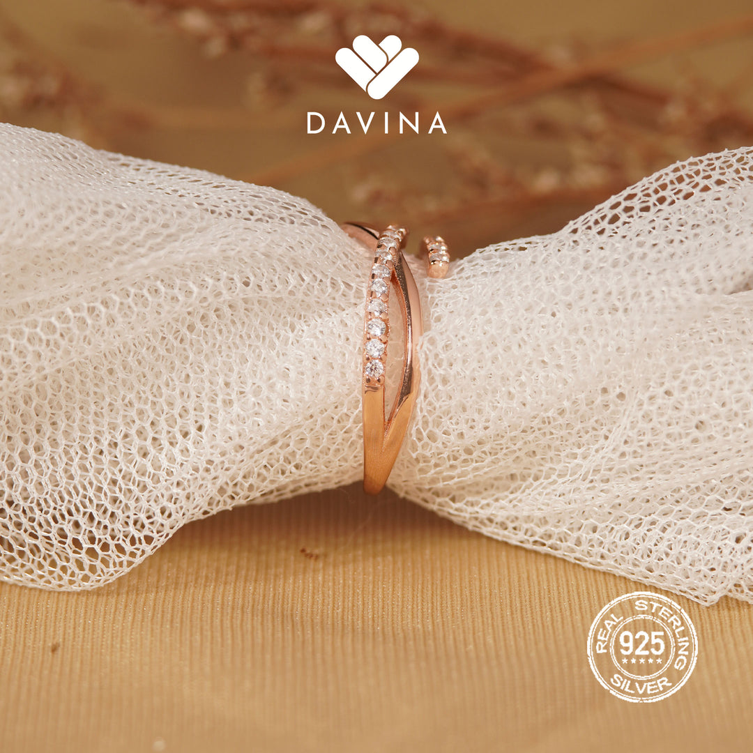 DAVINA Ladies Ziva Ring Rose Gold Plated Sterling Silver 925