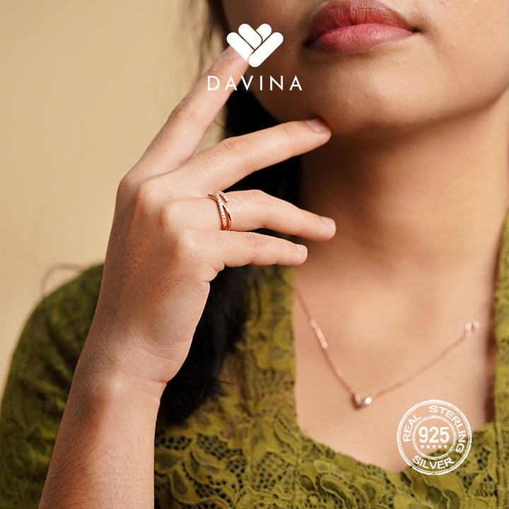 DAVINA Ladies Ziva Ring Rose Gold Plated Sterling Silver 925