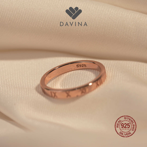 DAVINA Ladies Gilena Ring Rose Gold Sterling Silver 925