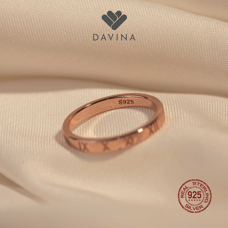 DAVINA Ladies Gilena Ring Rose Gold Sterling Silver 925