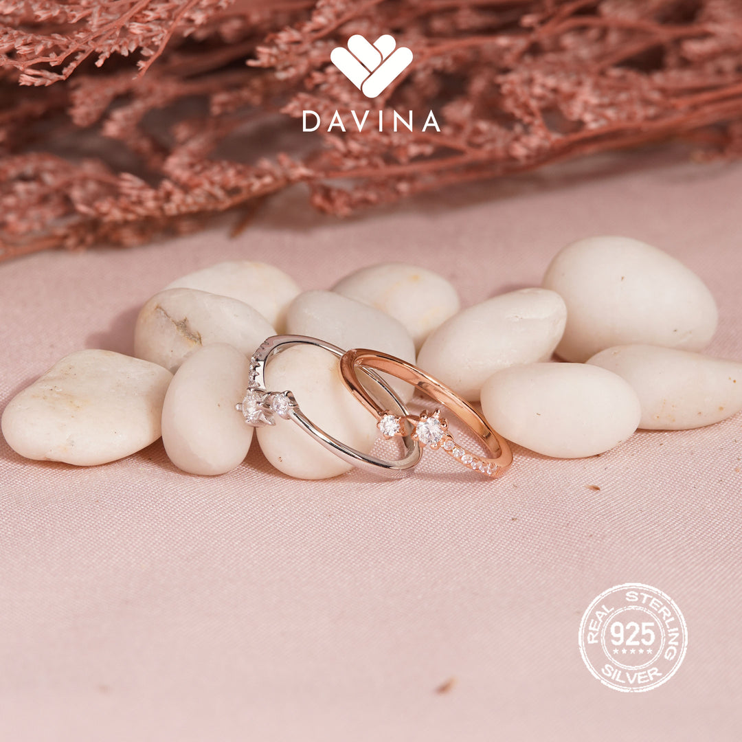 DAVINA Ladies Elsie Ring Rose Gold Plated Sterling Silver 925