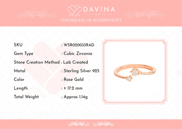 DAVINA Ladies Elsie Ring Rose Gold Plated Sterling Silver 925