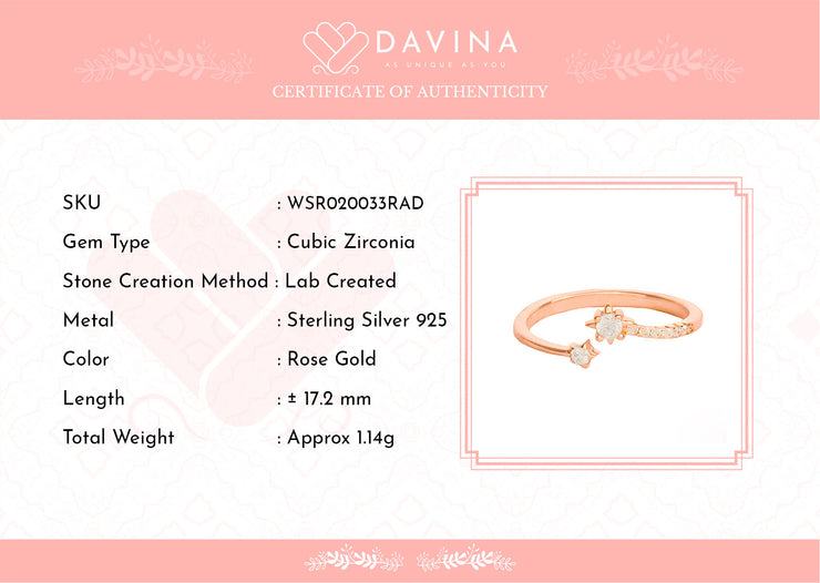 DAVINA Ladies Elsie Ring Rose Gold Color Sterling Silver 925