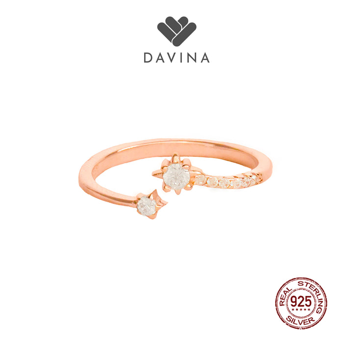 DAVINA Ladies Elsie Ring Rose Gold Plated Sterling Silver 925