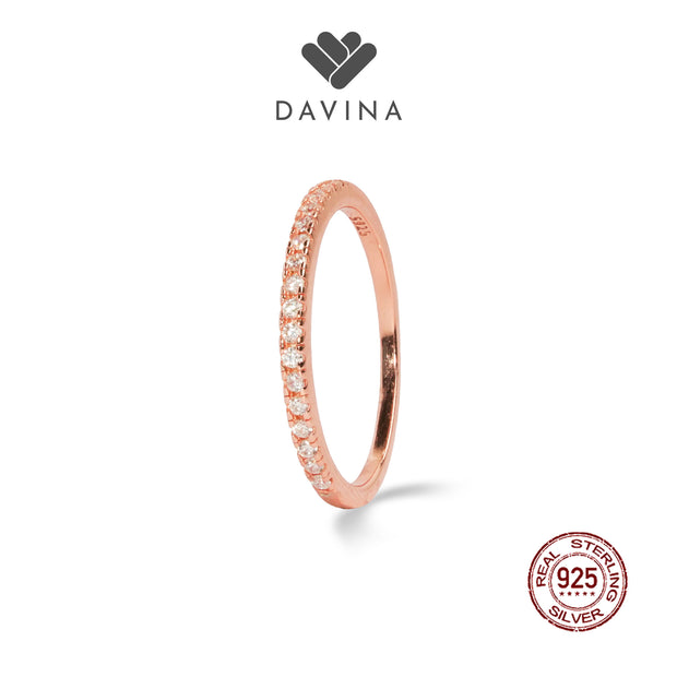 DAVINA Ladies Twills Ring Rose Gold Color Sterling Silver 925