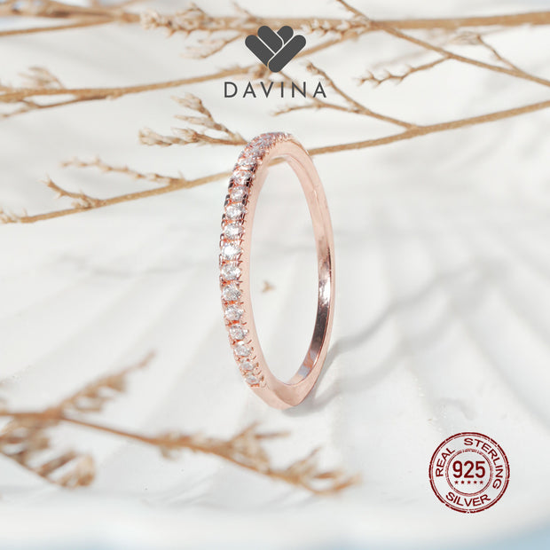 DAVINA Ladies Twills Ring Rose Gold Color Sterling Silver 925