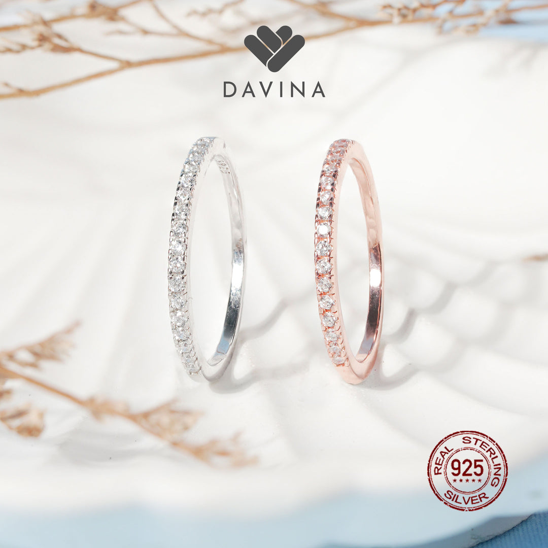 DAVINA Ladies Twills Ring Rose Gold Color Sterling Silver 925