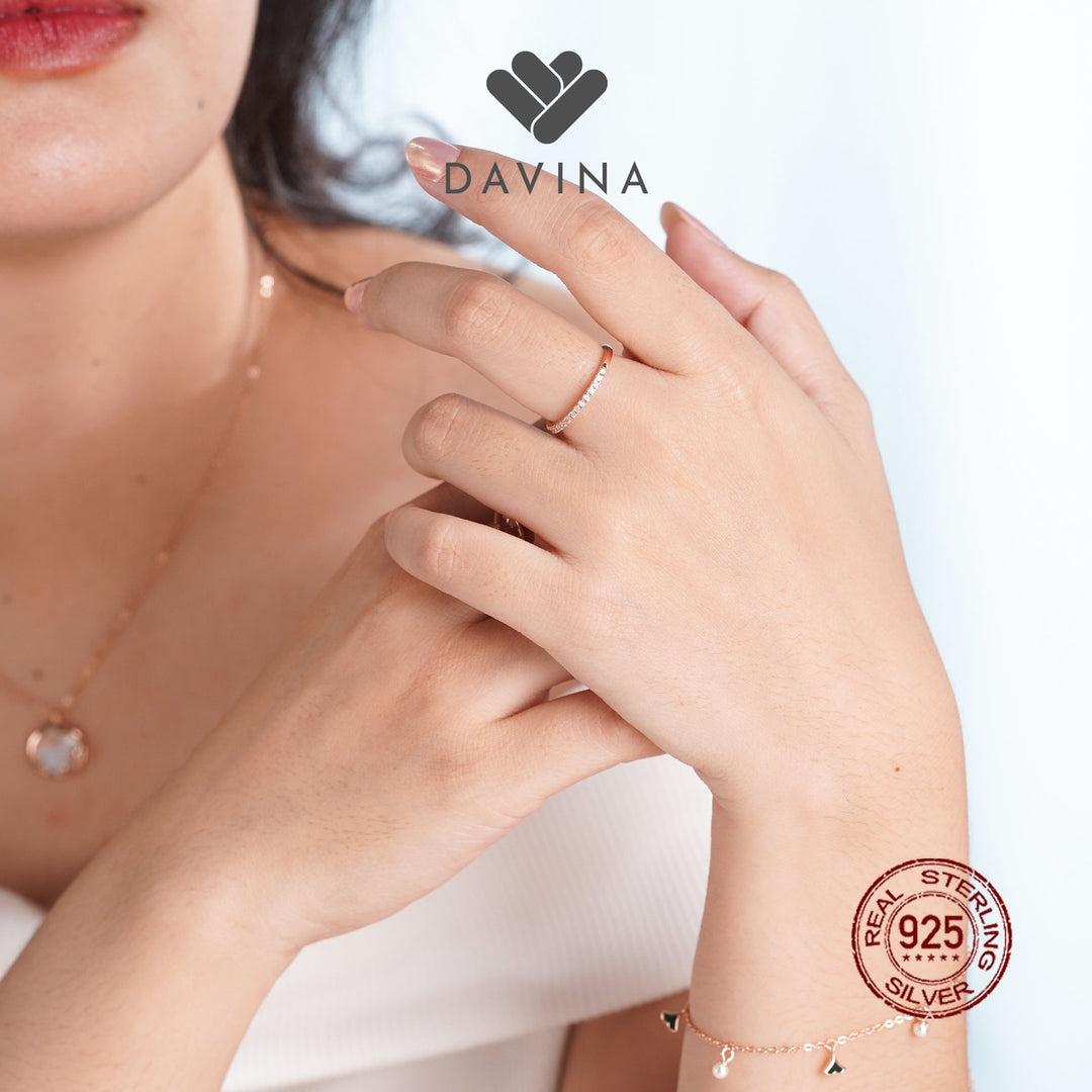 DAVINA Ladies Twills Ring Rose Gold Color Sterling Silver 925