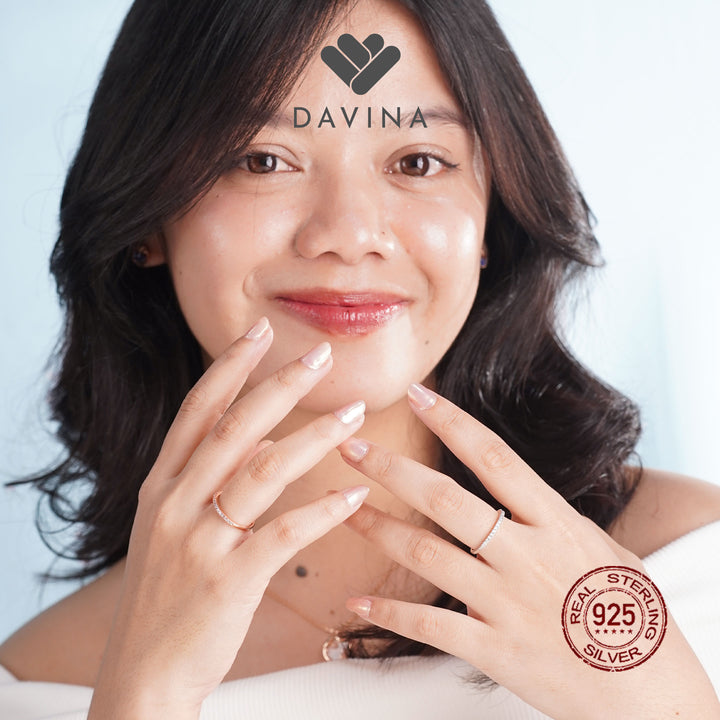DAVINA Ladies Twills Ring Rose Gold Color Sterling Silver 925
