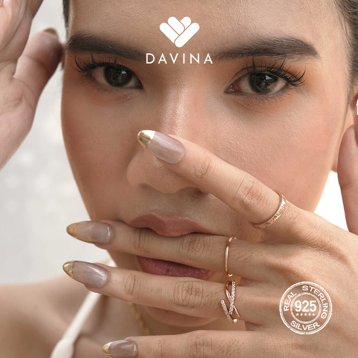 DAVINA Ladies Adele Ring Rose Gold Color Sterling Silver 925